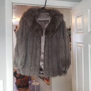 Grey fur coat